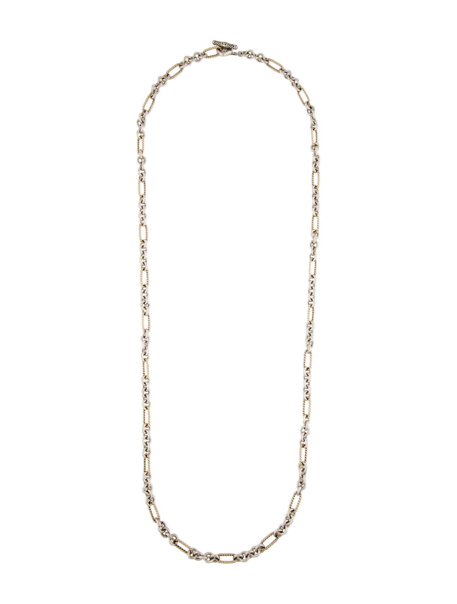 David Yurman Two-Tone Figaro Toggle Chain Necklace